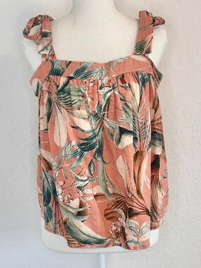 A.n.a "A New Approach" Tropical Shoulder Tie Tank Top, Size M